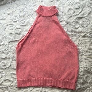 NWT Vera Moda Kamma high neck knit tank top in Geranium (pink). Women’s medium.